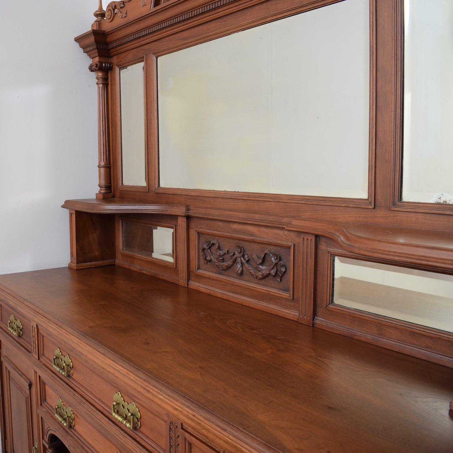 Large Mahogany Mirrored Back Sideboard