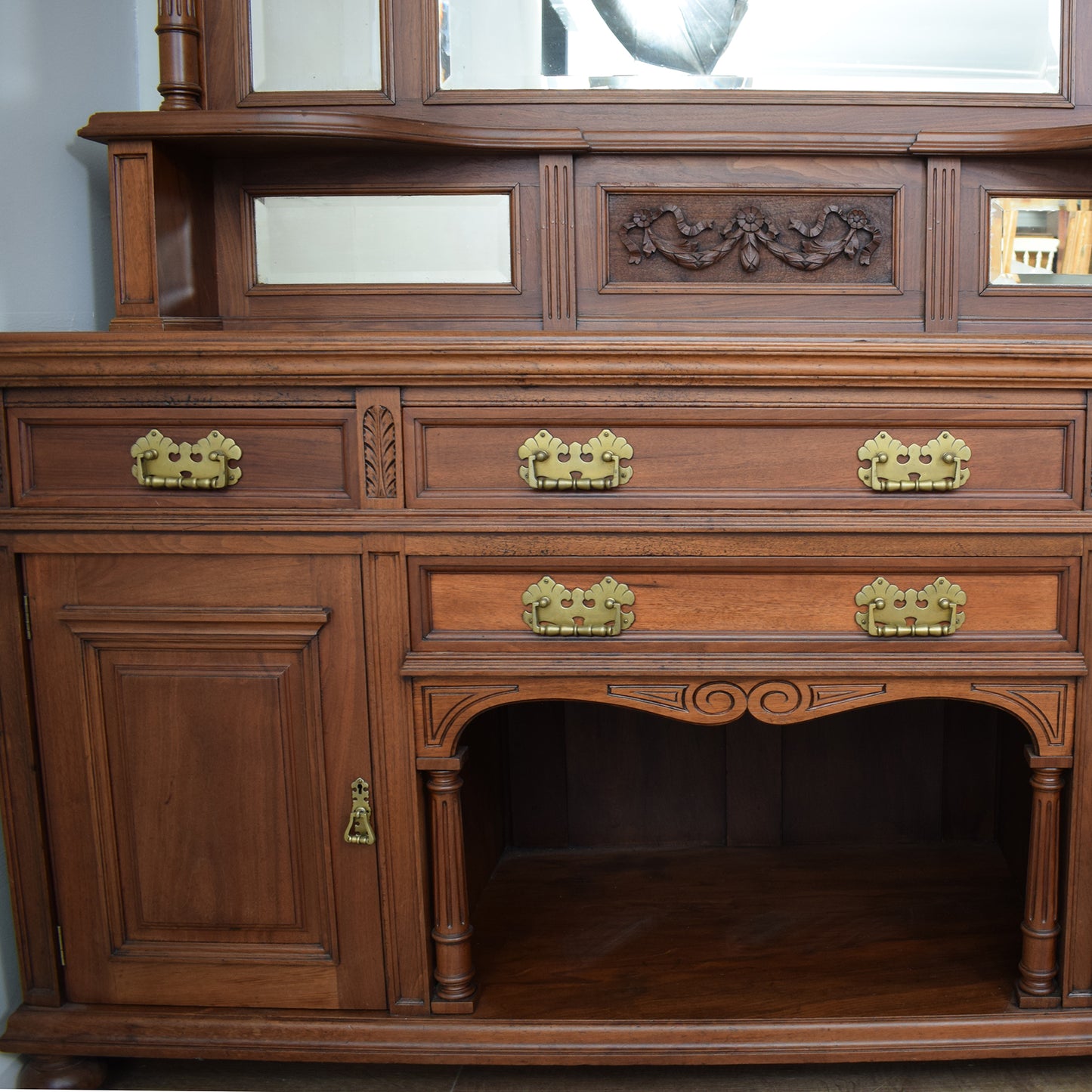 Large Mahogany Mirrored Back Sideboard