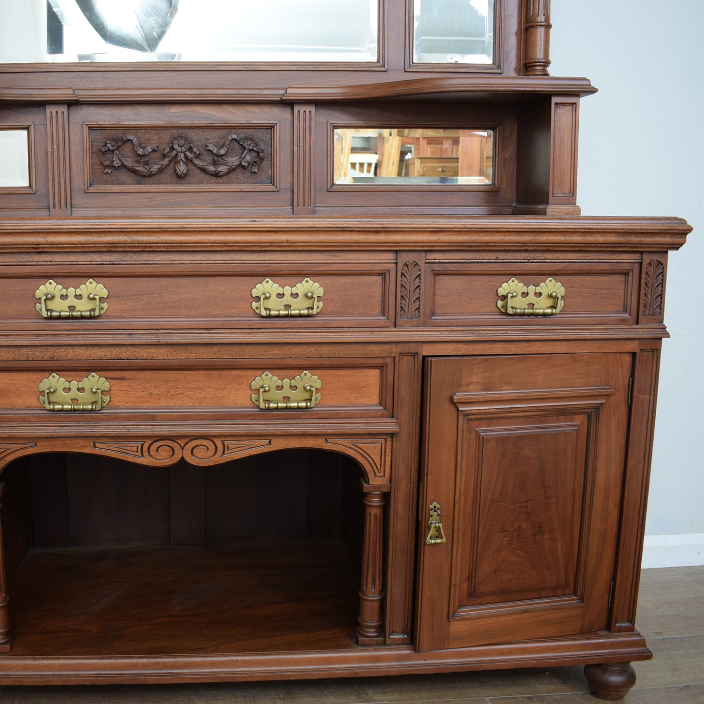 Large Mahogany Mirrored Back Sideboard