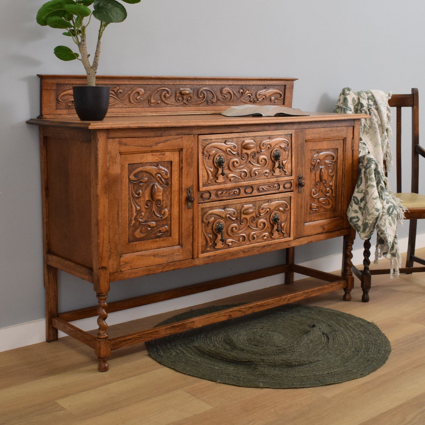 Carved Oak Sideboard