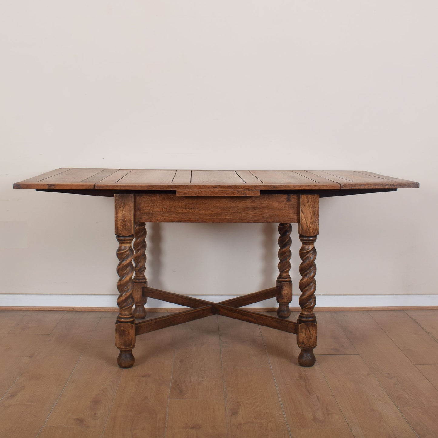 Barley Twist Draw-Leaf Table with Four Chairs