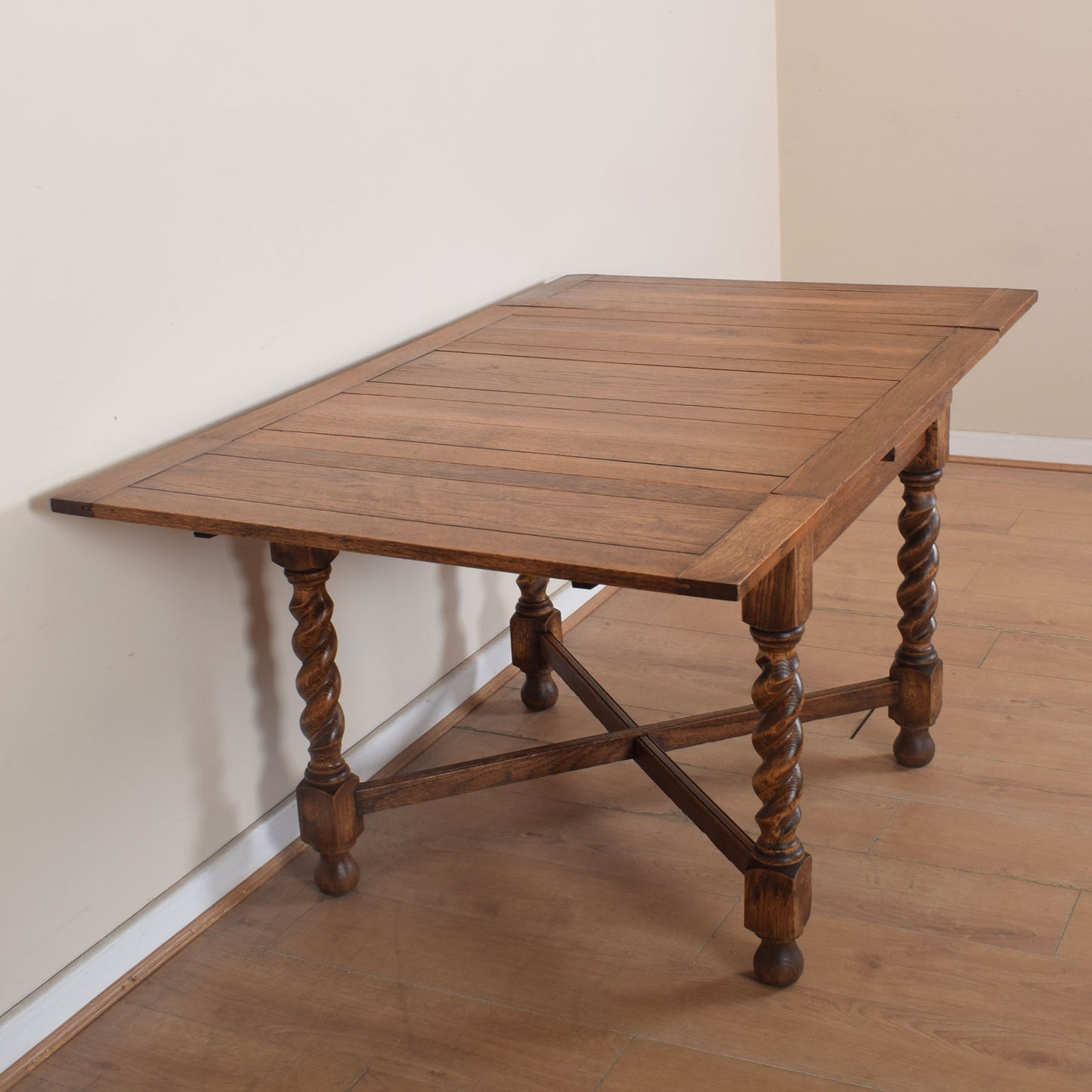 Barley Twist Draw-Leaf Table with Four Chairs