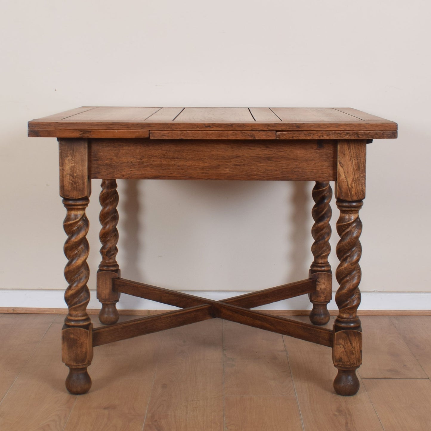 Barley Twist Draw-Leaf Table with Four Chairs