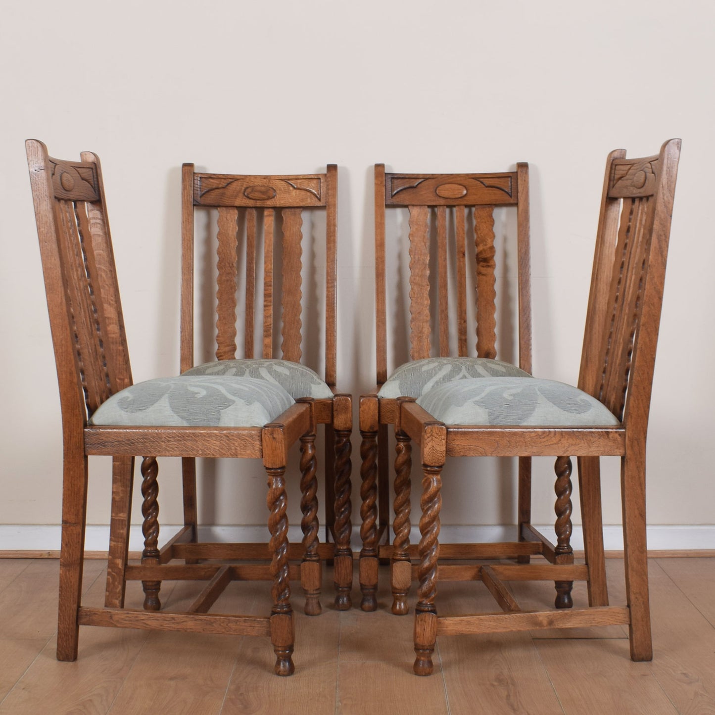 Barley Twist Draw-Leaf Table with Four Chairs
