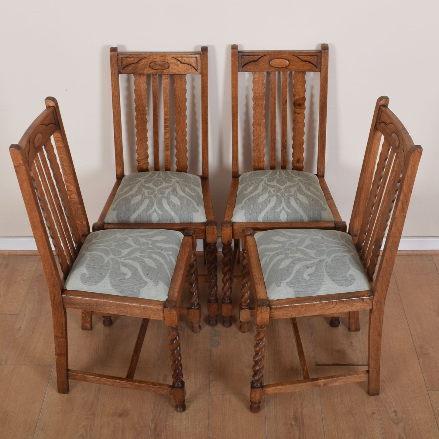 Barley Twist Draw-Leaf Table with Four Chairs