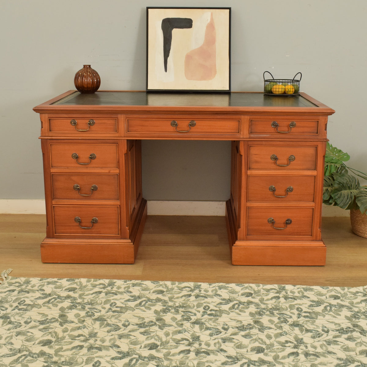 Leather-Top Pedestal Desk