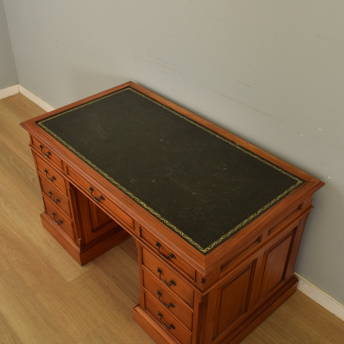 Leather-Top Pedestal Desk
