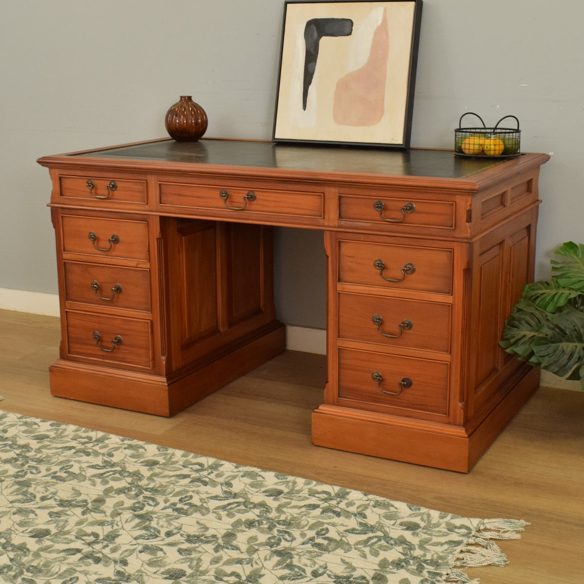 Leather-Top Pedestal Desk