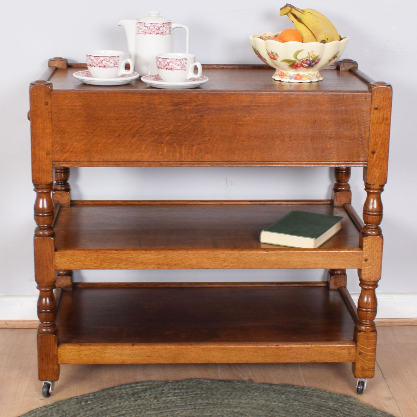 Restored Oak Tea Trolley with Drawer