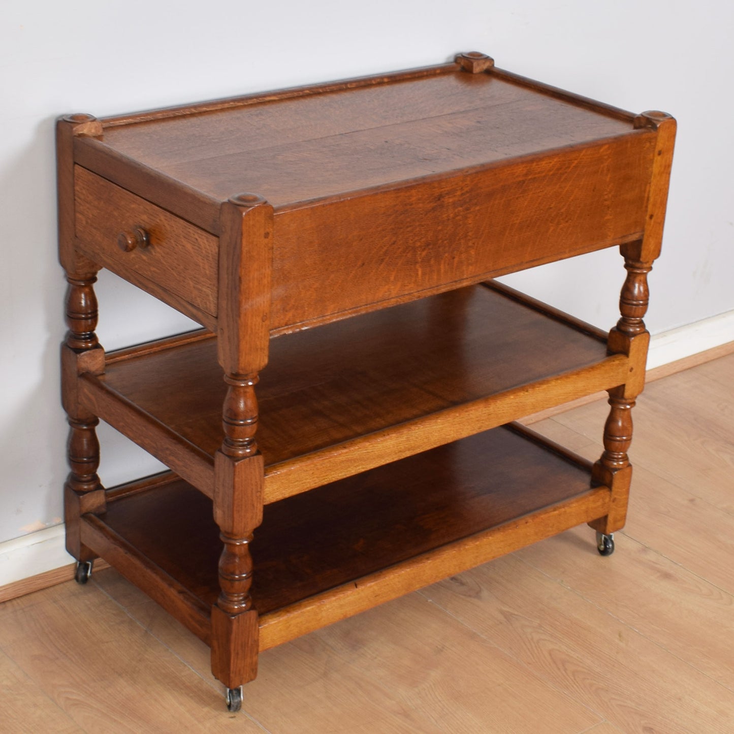 Restored Oak Tea Trolley with Drawer