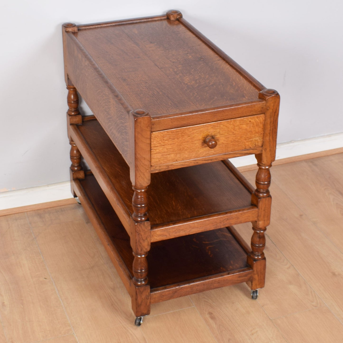 Restored Oak Tea Trolley with Drawer