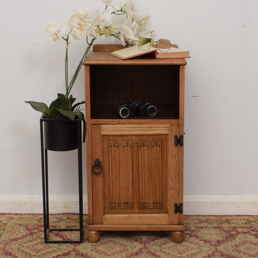 Oak Linenfold Bedside