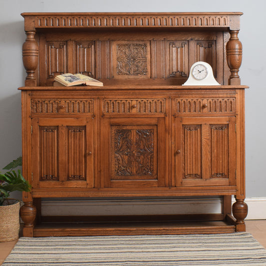 Restored High Back Oak Sideboard