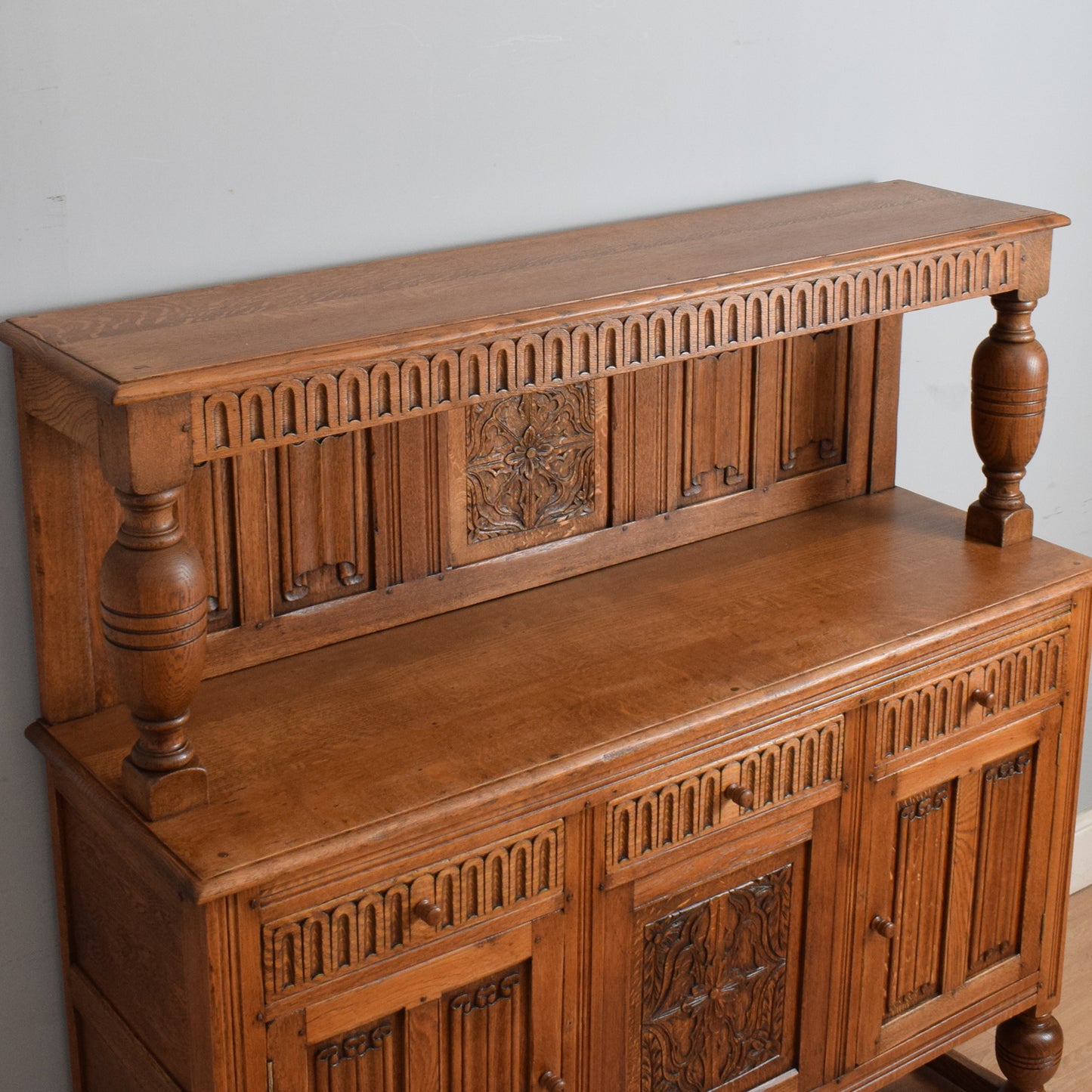 Restored High Back Oak Sideboard