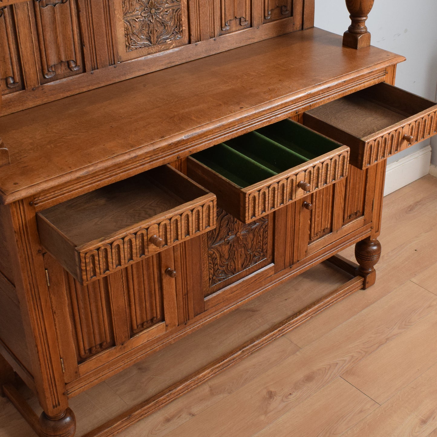 Restored High Back Oak Sideboard