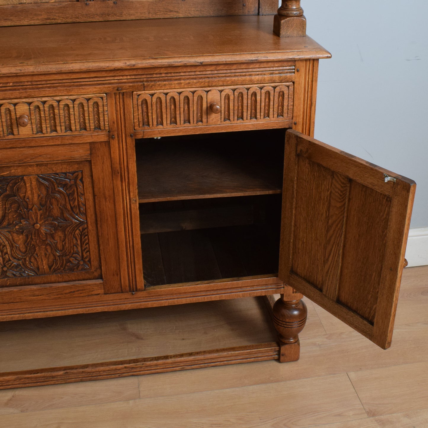 Restored High Back Oak Sideboard