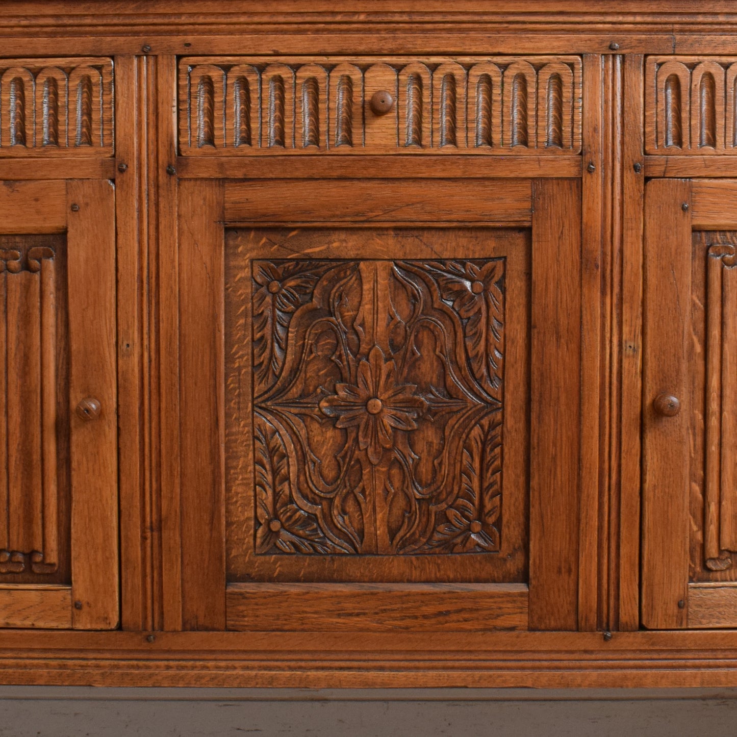 Restored High Back Oak Sideboard