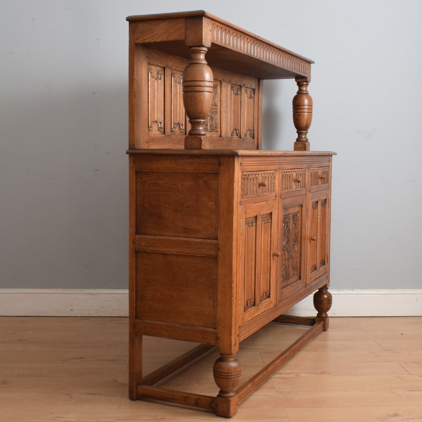 Restored High Back Oak Sideboard