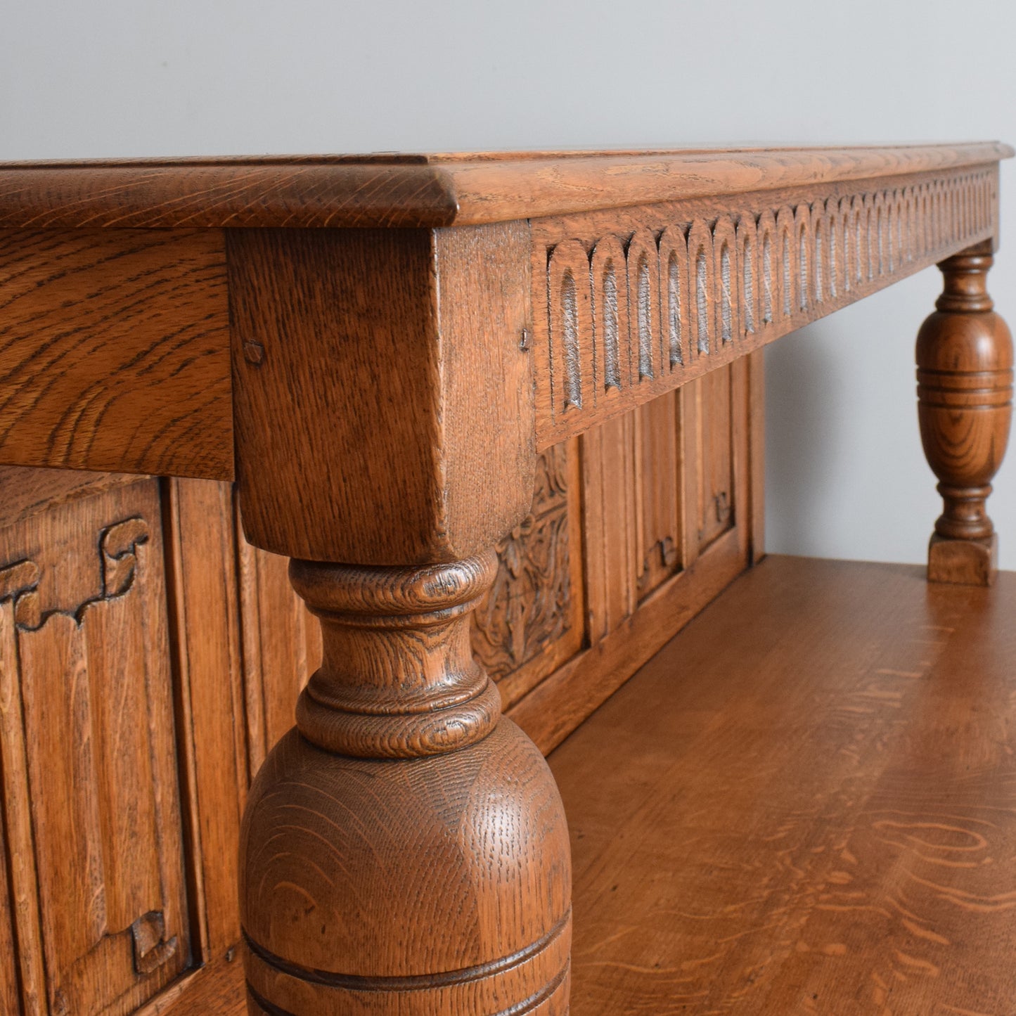 Restored High Back Oak Sideboard