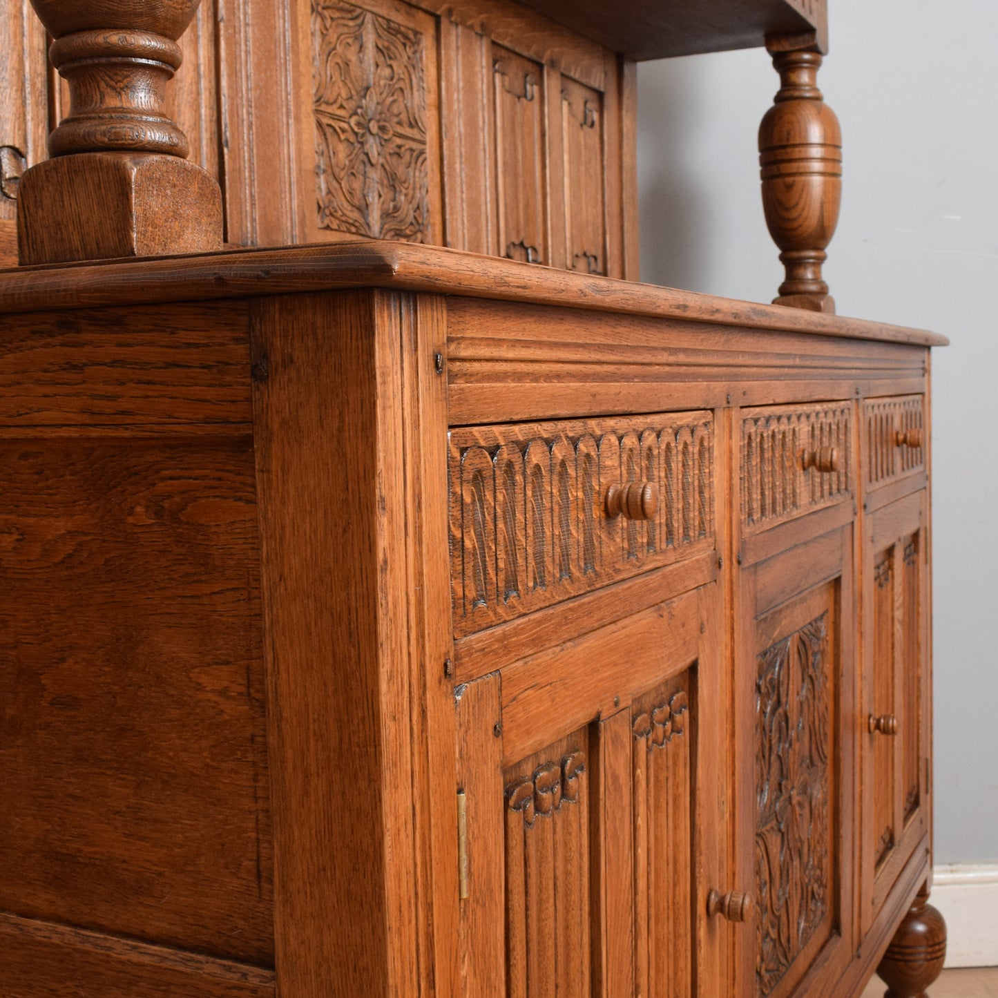 Restored High Back Oak Sideboard