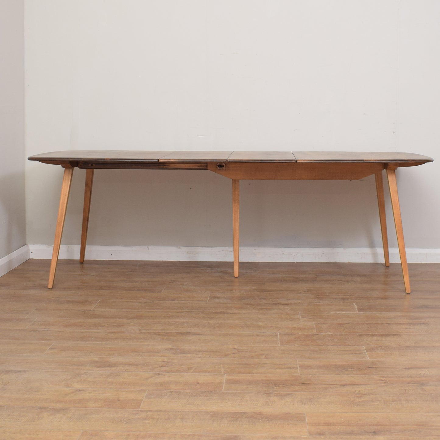 Restored Ercol Grand Windsor Plank Table And Eight Chairs