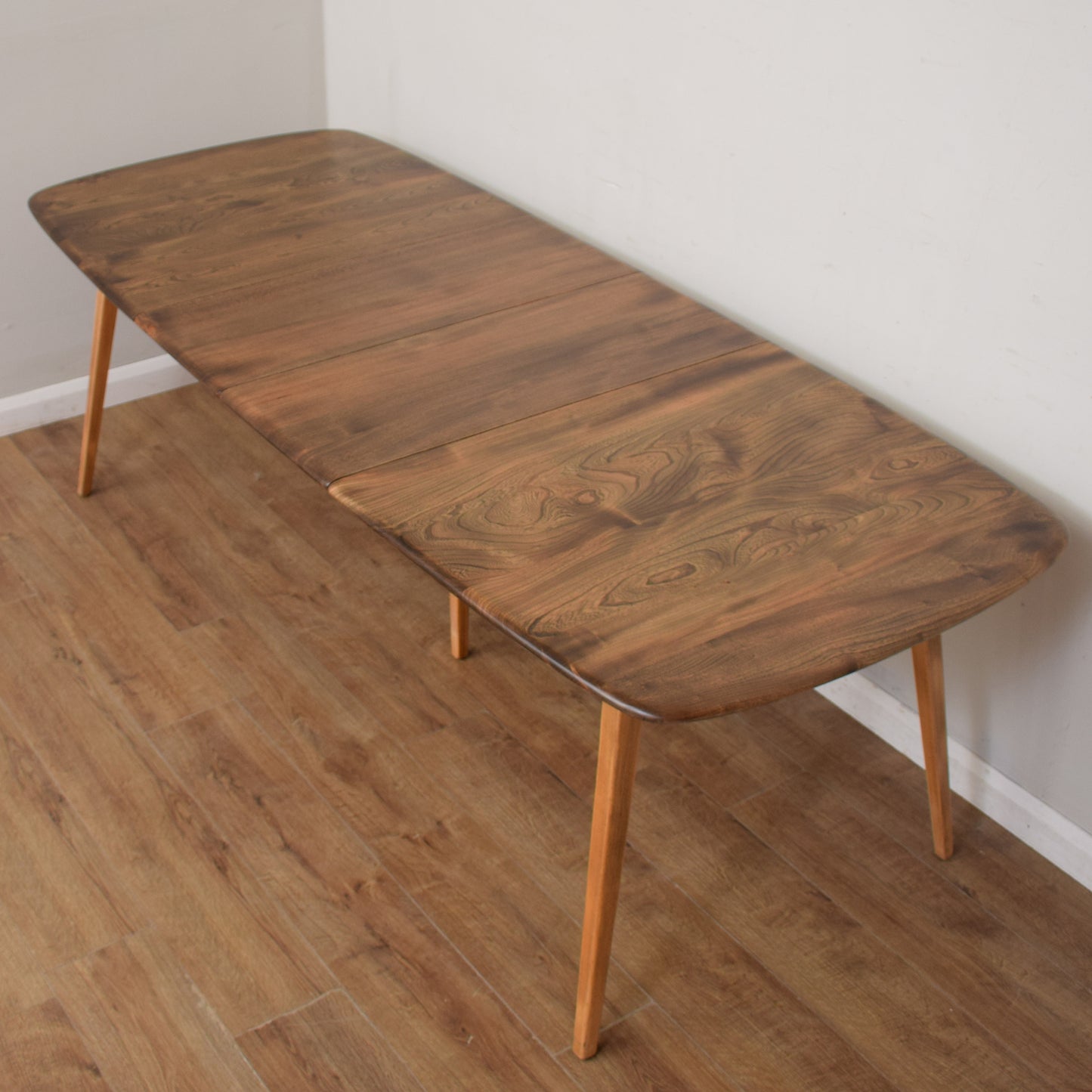 Restored Ercol Grand Windsor Plank Table And Eight Chairs