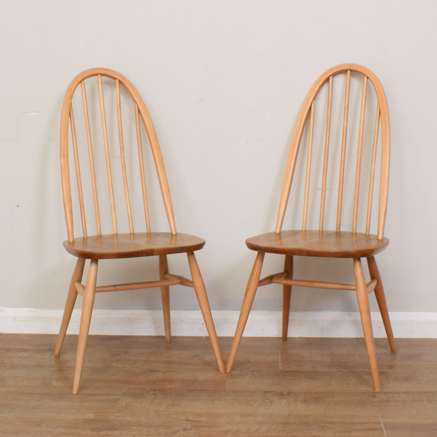 Restored Ercol Grand Windsor Plank Table And Eight Chairs