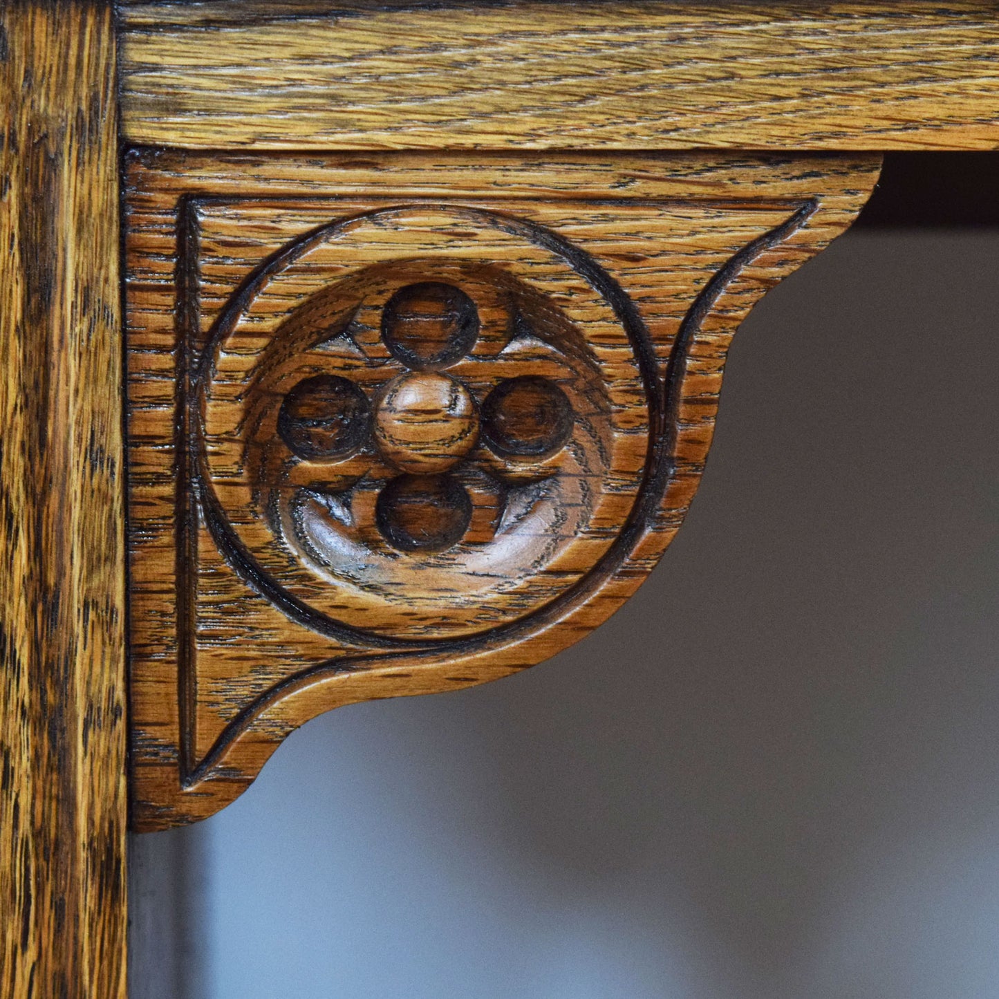Carved Oak Pedestal Desk
