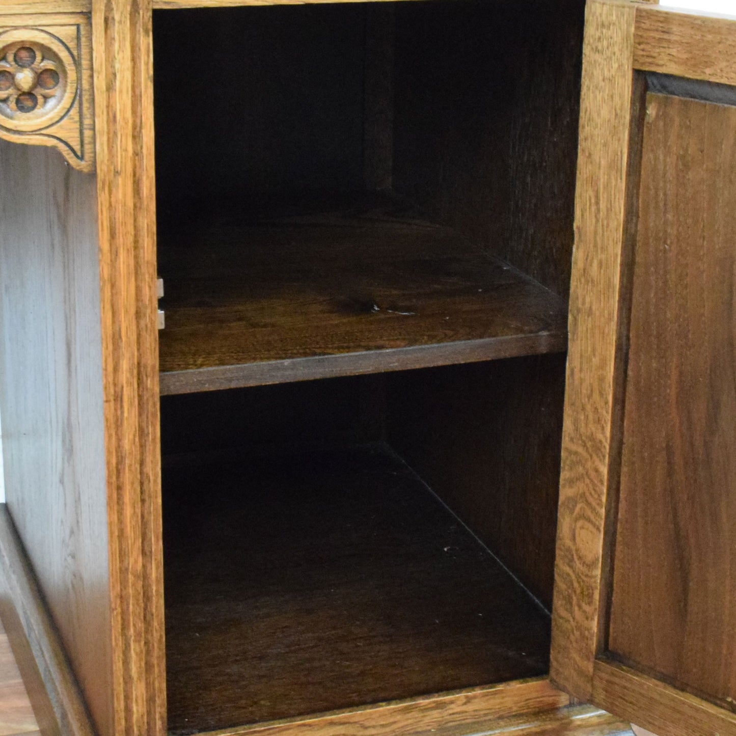 Carved Oak Pedestal Desk