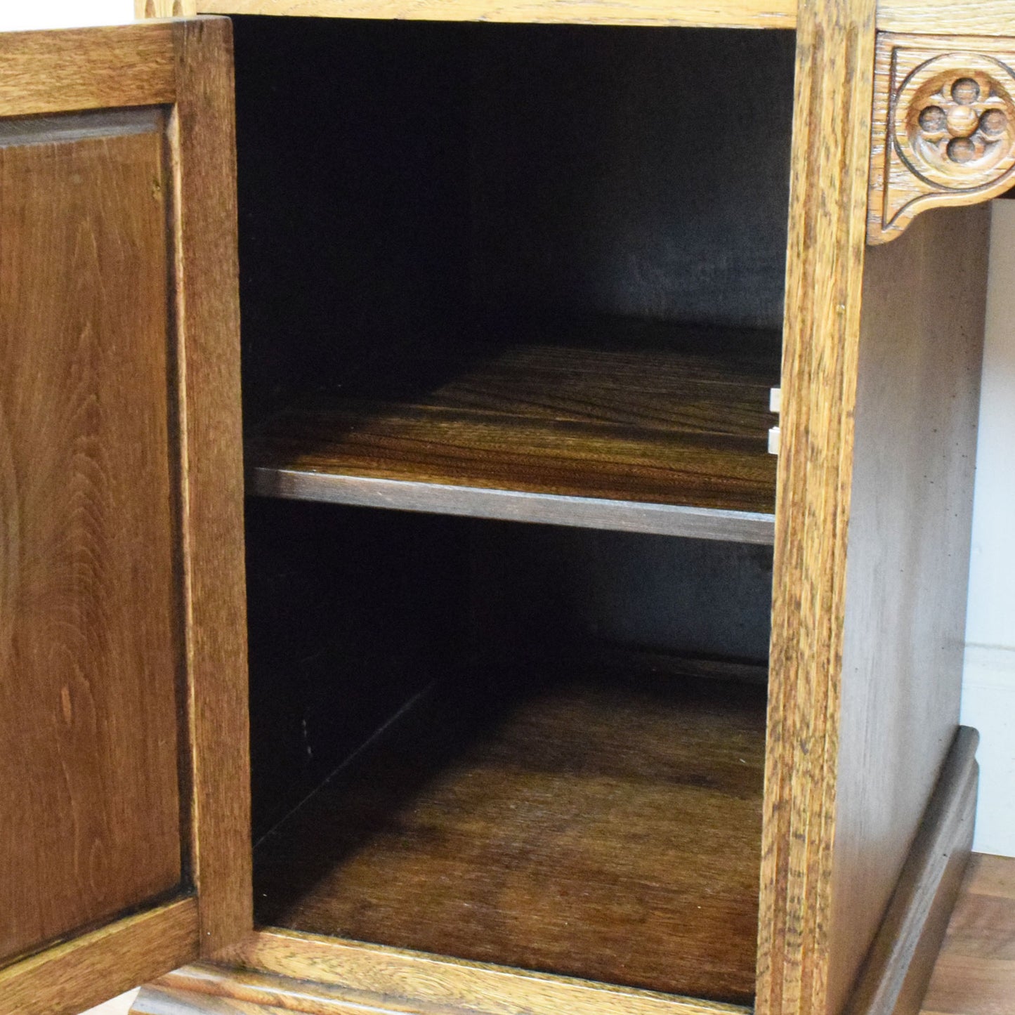 Carved Oak Pedestal Desk