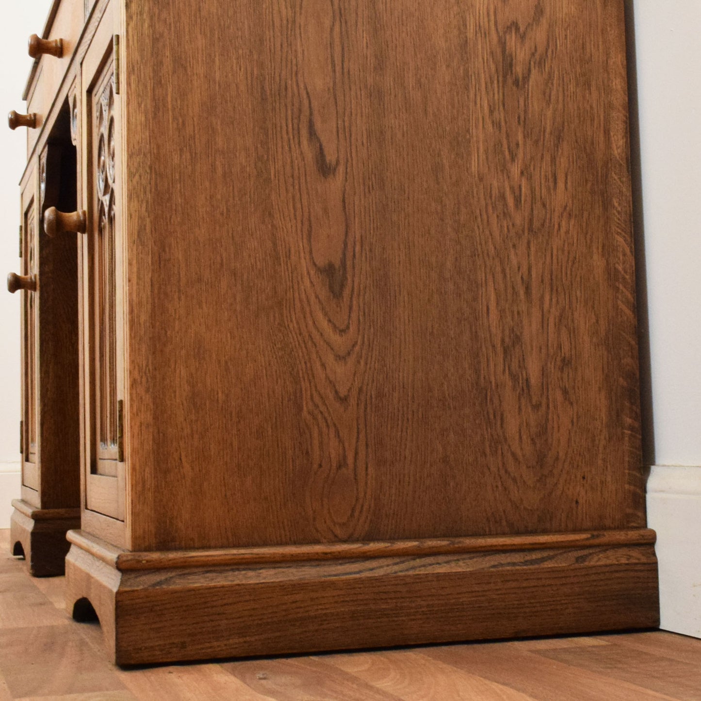 Carved Oak Pedestal Desk
