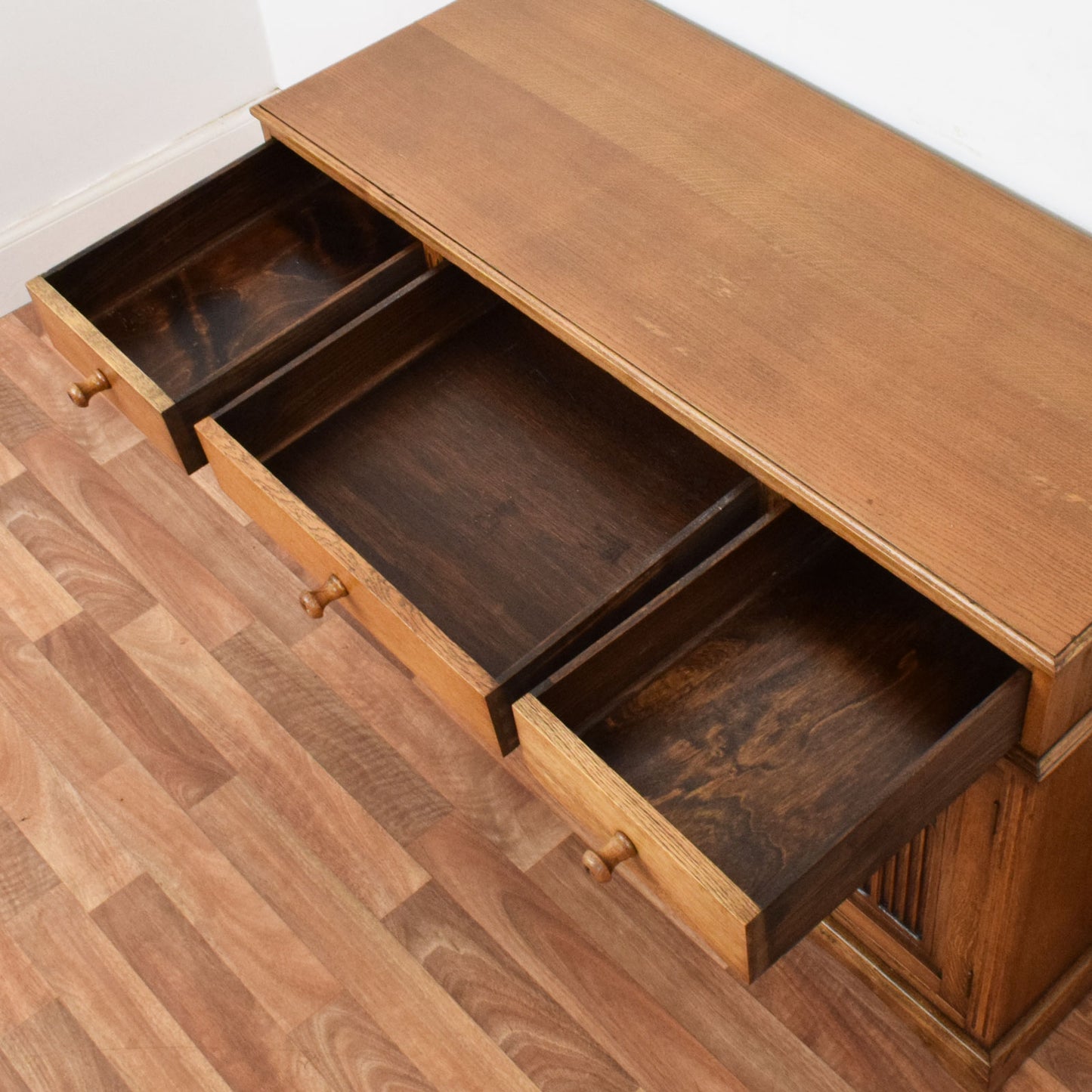 Carved Oak Pedestal Desk