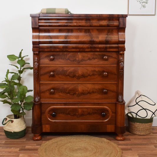 Flamed Mahogany Scotch Chest Of Drawers