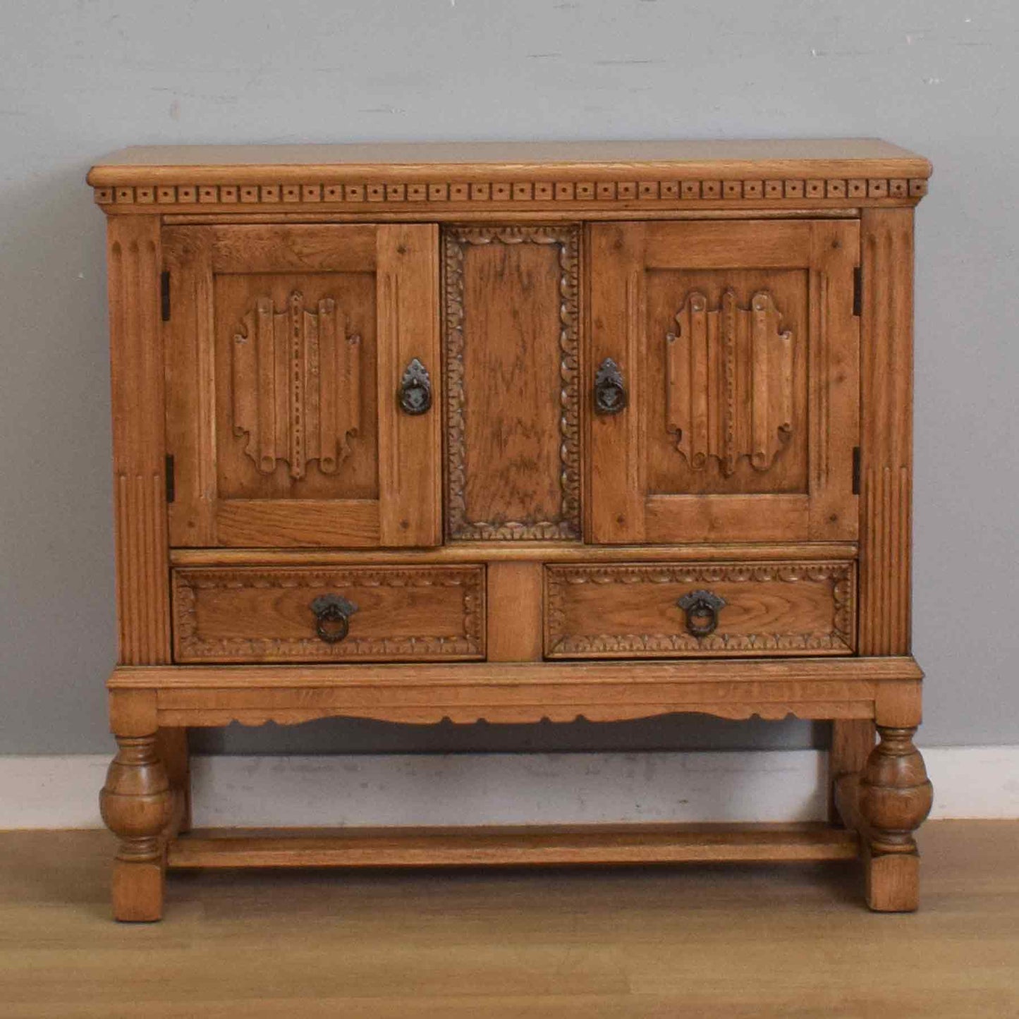 Small Carved Oak Sideboard