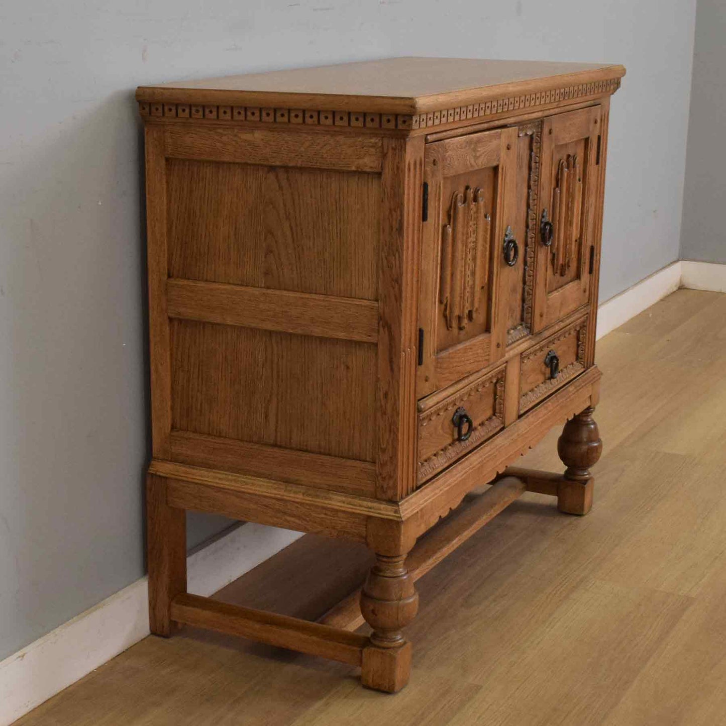 Small Carved Oak Sideboard