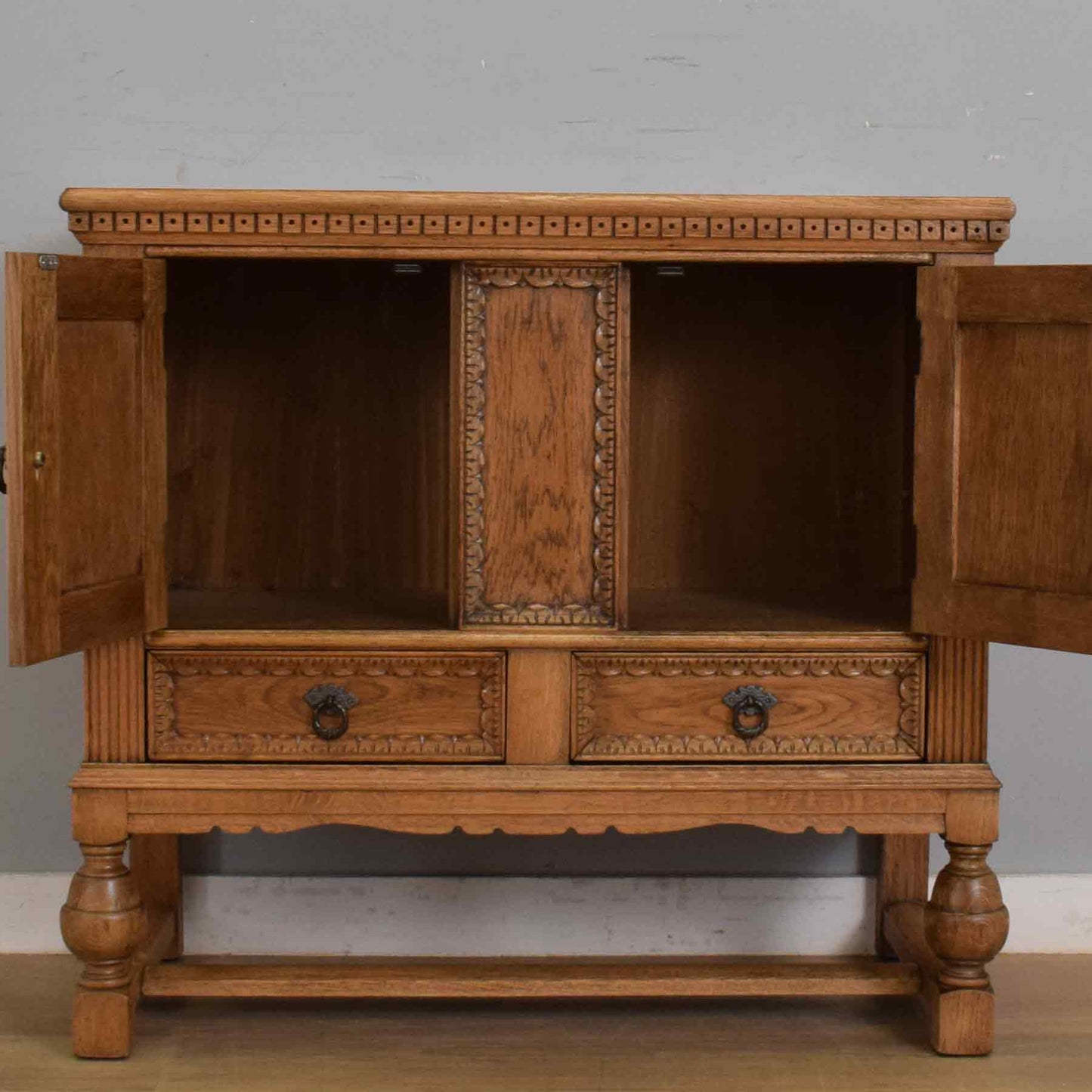 Small Carved Oak Sideboard