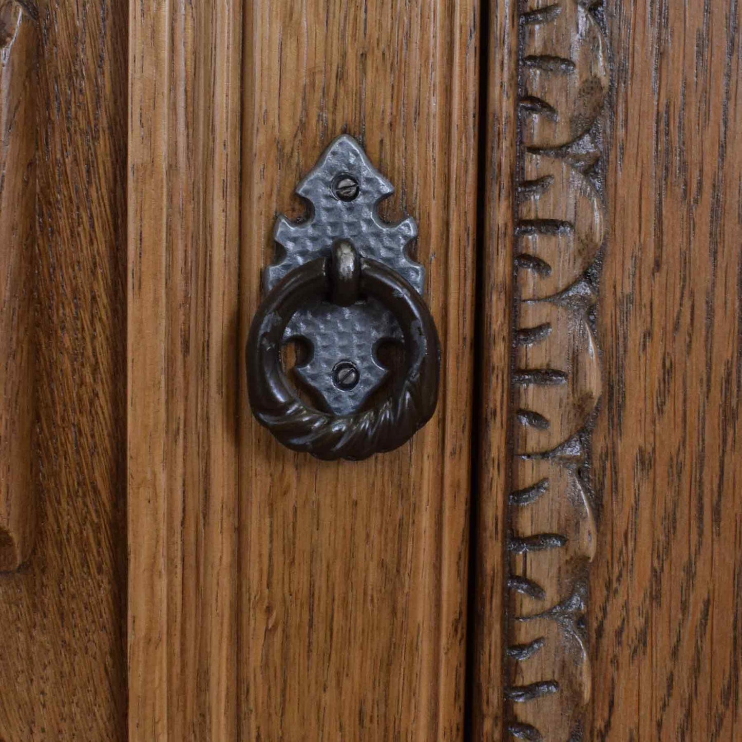 Small Carved Oak Sideboard