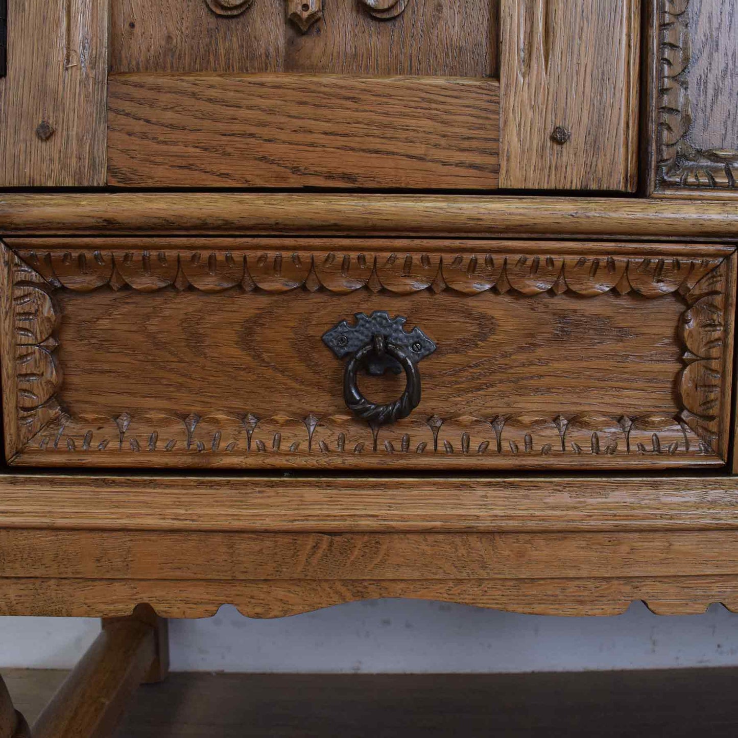 Small Carved Oak Sideboard