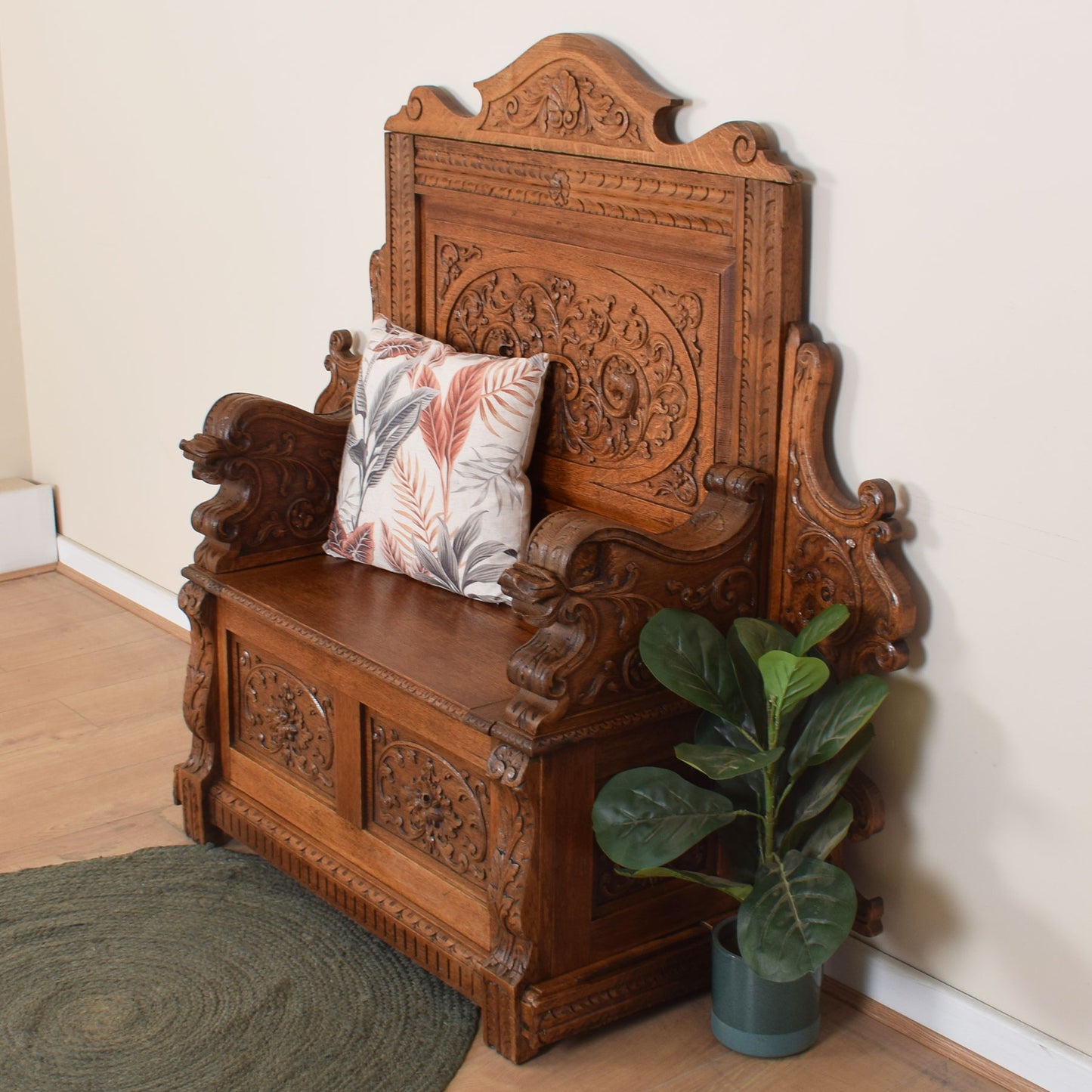Ornate Carved Oak Settle
