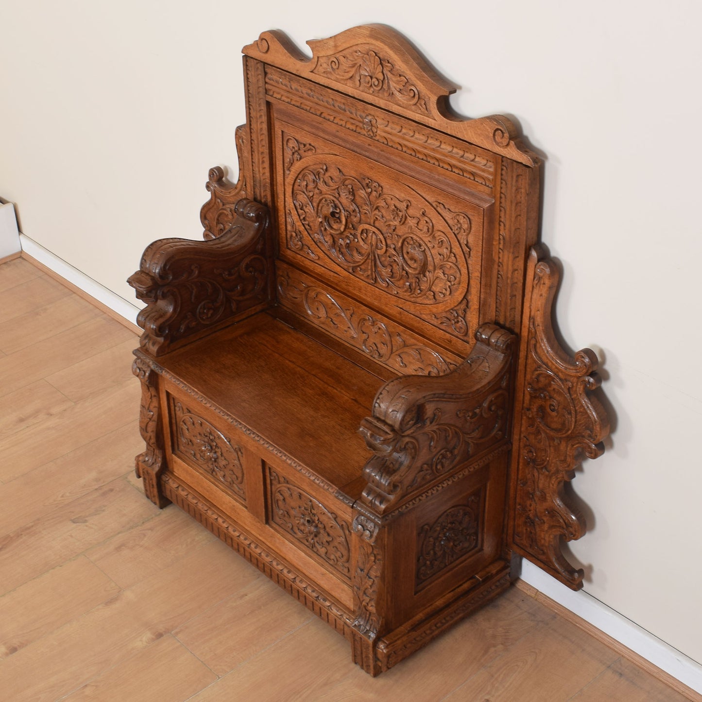Ornate Carved Oak Settle