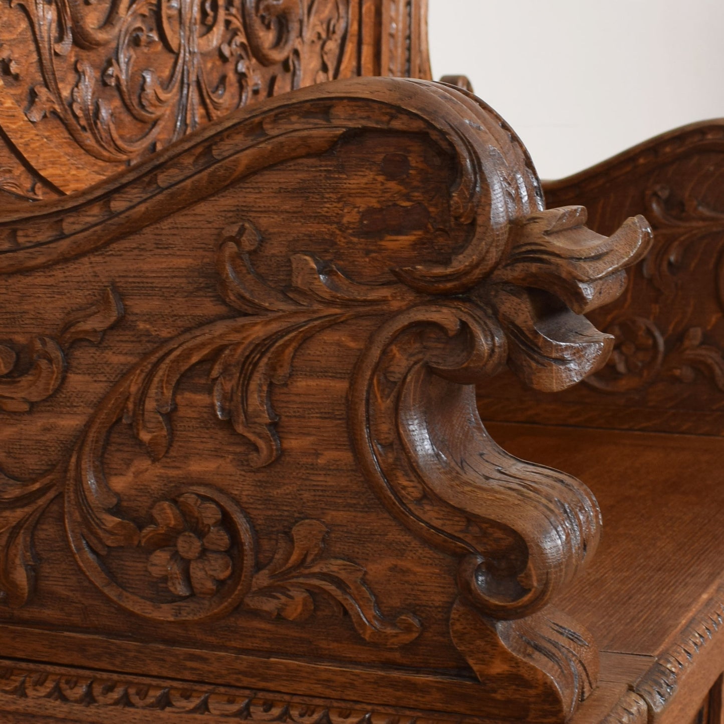 Ornate Carved Oak Settle