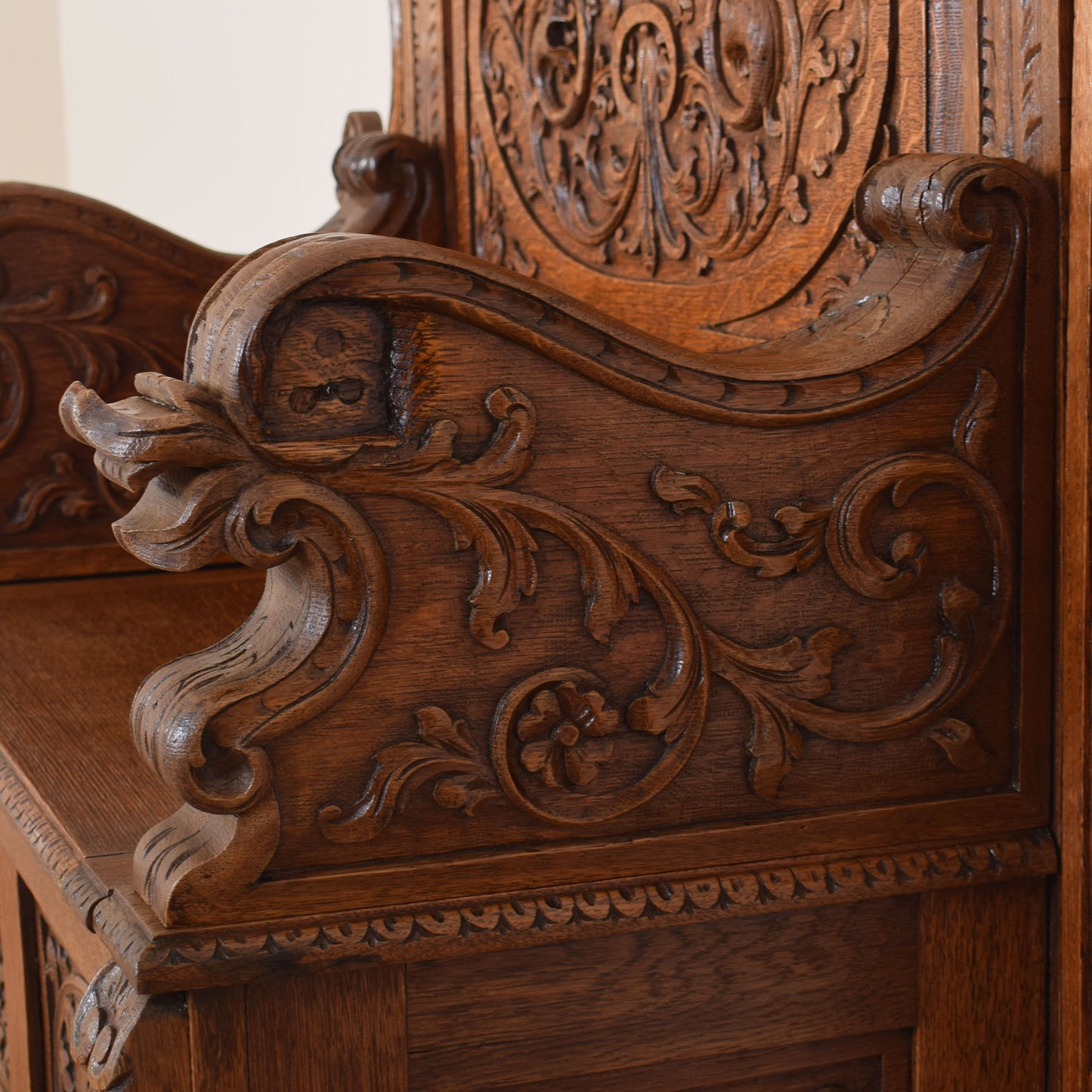 Ornate Carved Oak Settle