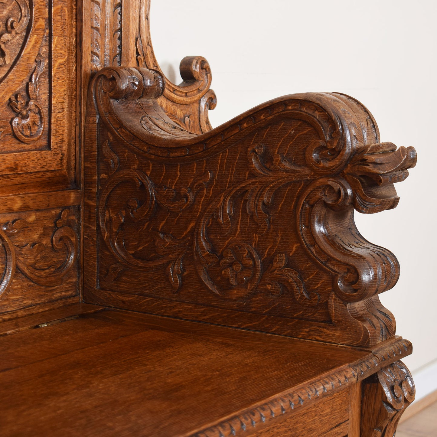 Ornate Carved Oak Settle