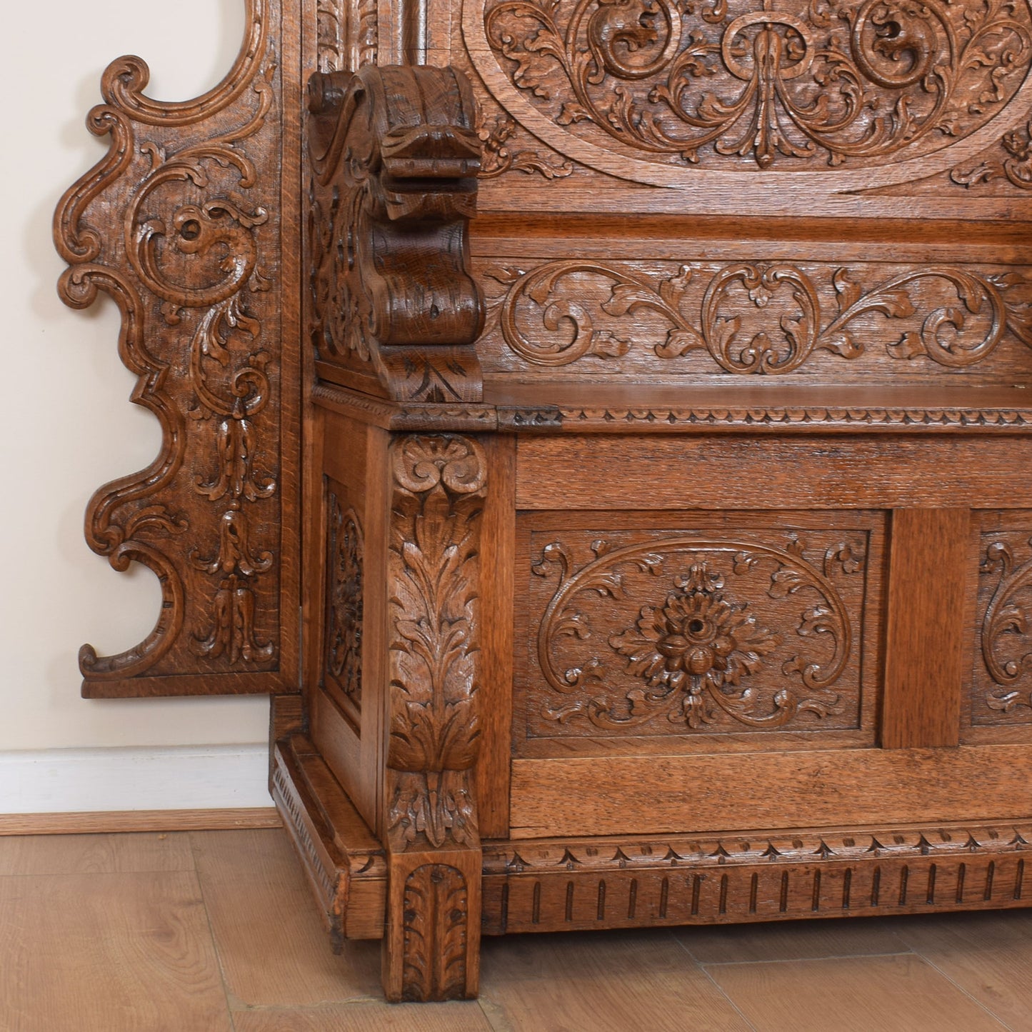 Ornate Carved Oak Settle