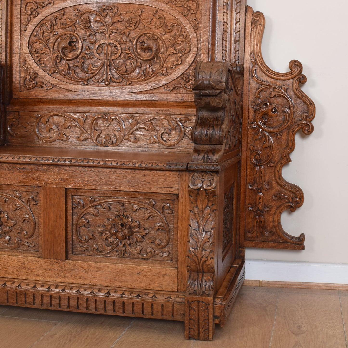 Ornate Carved Oak Settle