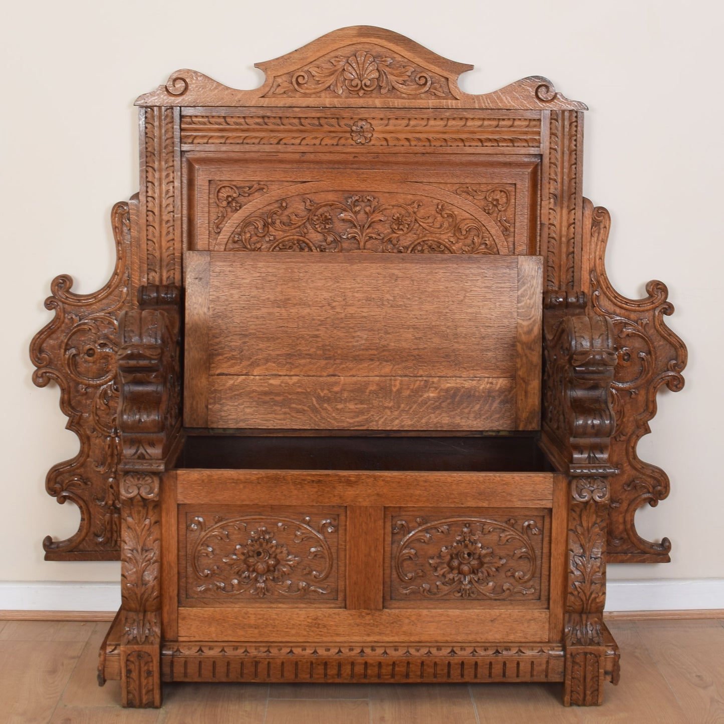 Ornate Carved Oak Settle
