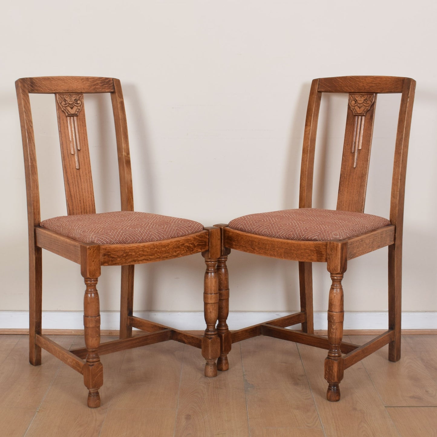 Pair of 1930's Oak Dining Chairs