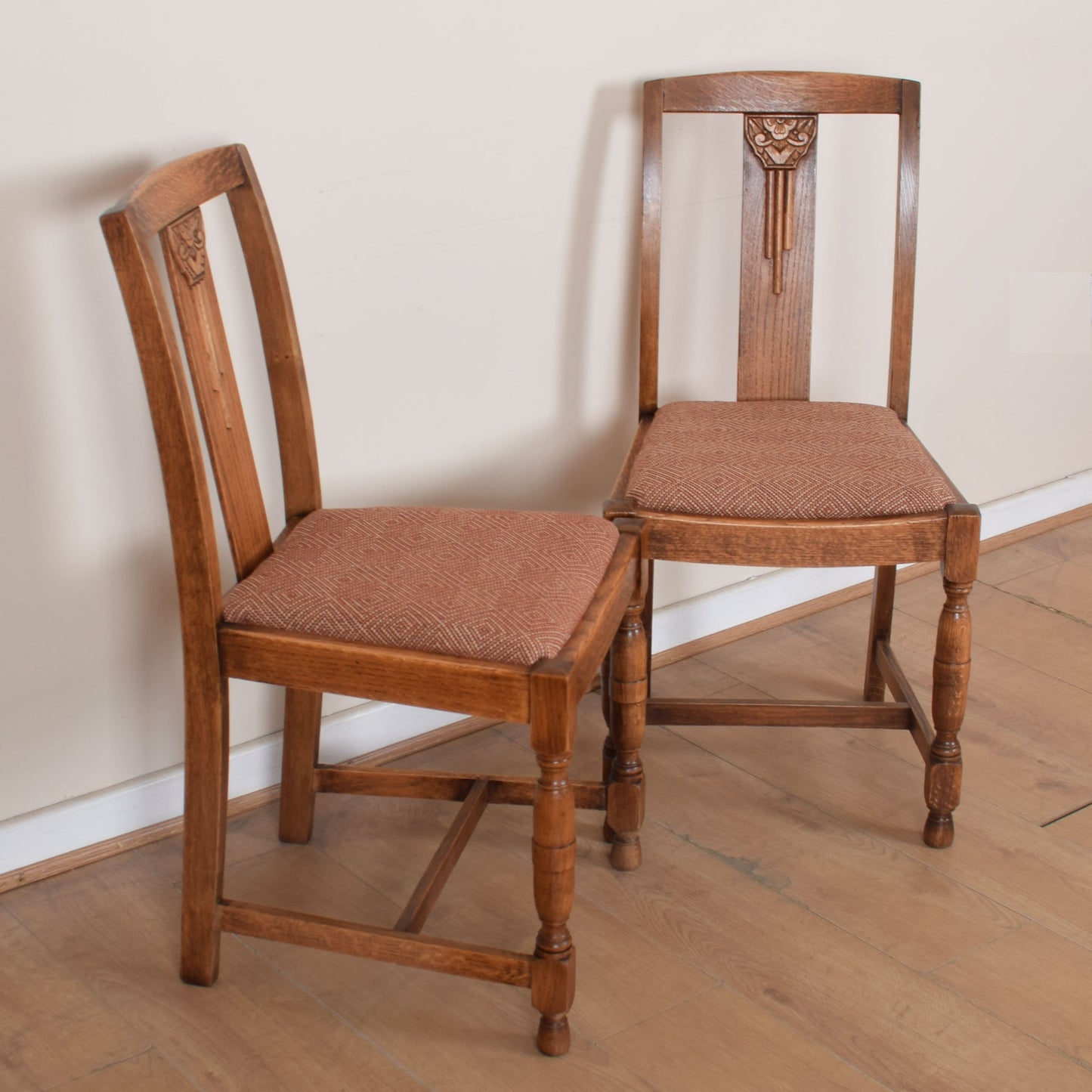 Pair of 1930's Oak Dining Chairs