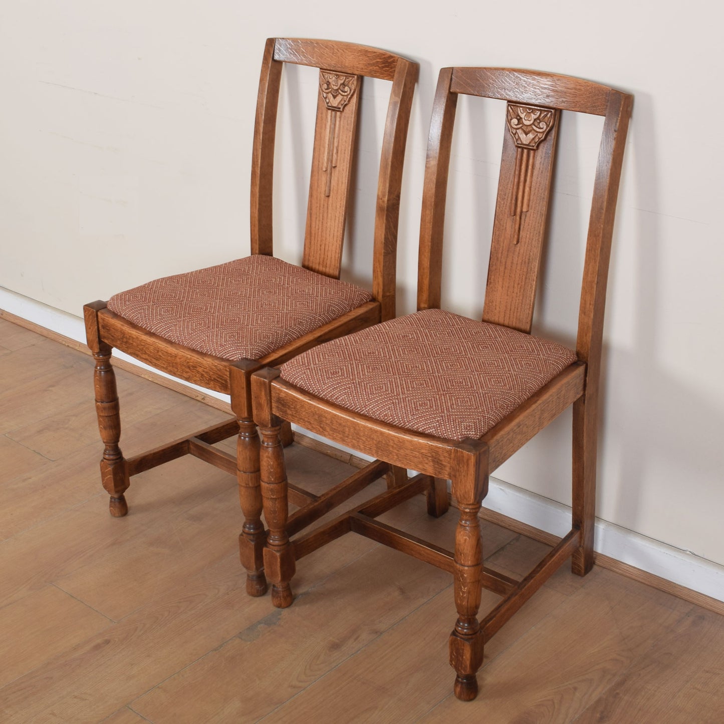 Pair of 1930's Oak Dining Chairs