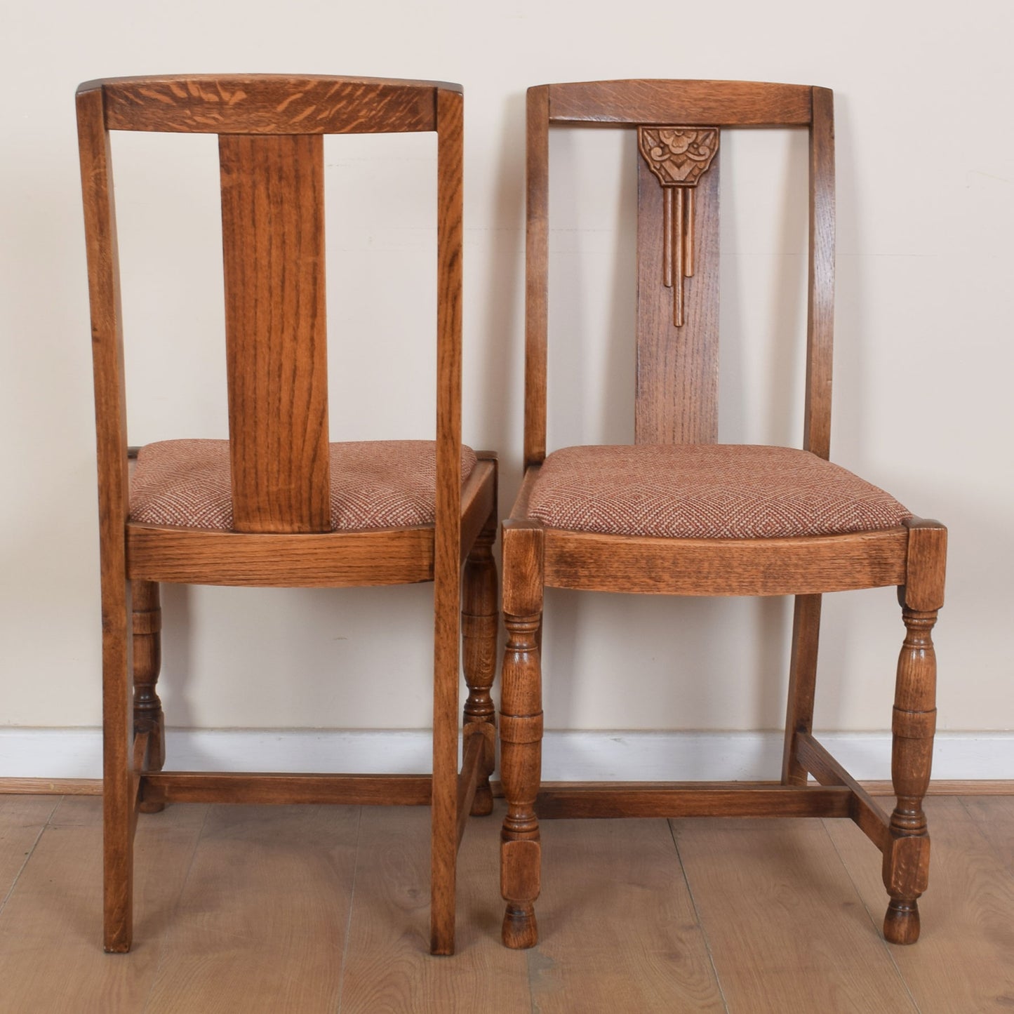 Pair of 1930's Oak Dining Chairs